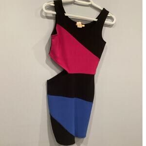 Vtg Womens Mini Dress Size Small Cocktail Cut Out 90s Y2K 80s Black Pink Party